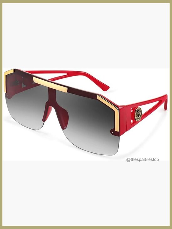 Square Oversized Shield Sunglasses with UV400 Protection